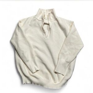 Cream Ribbed Half-Zip Sweater